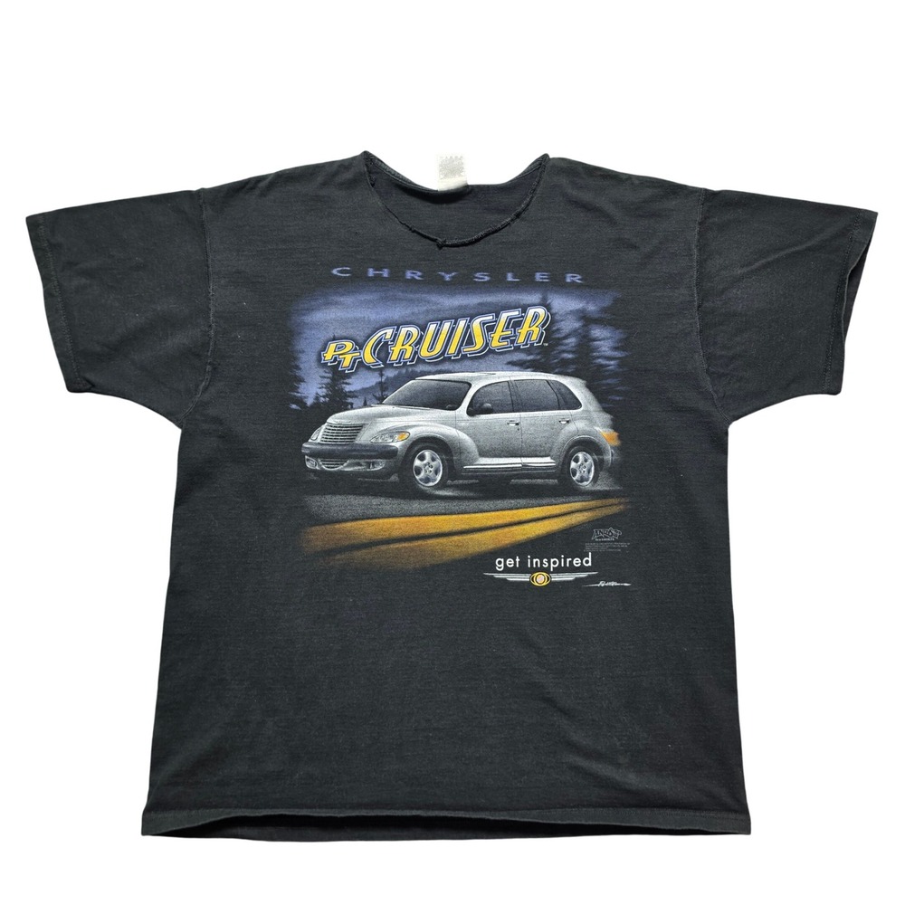 Vintage Y2K Gorpcore Graphic T-Shirt Mens XL Black Chrysler PT Cruiser